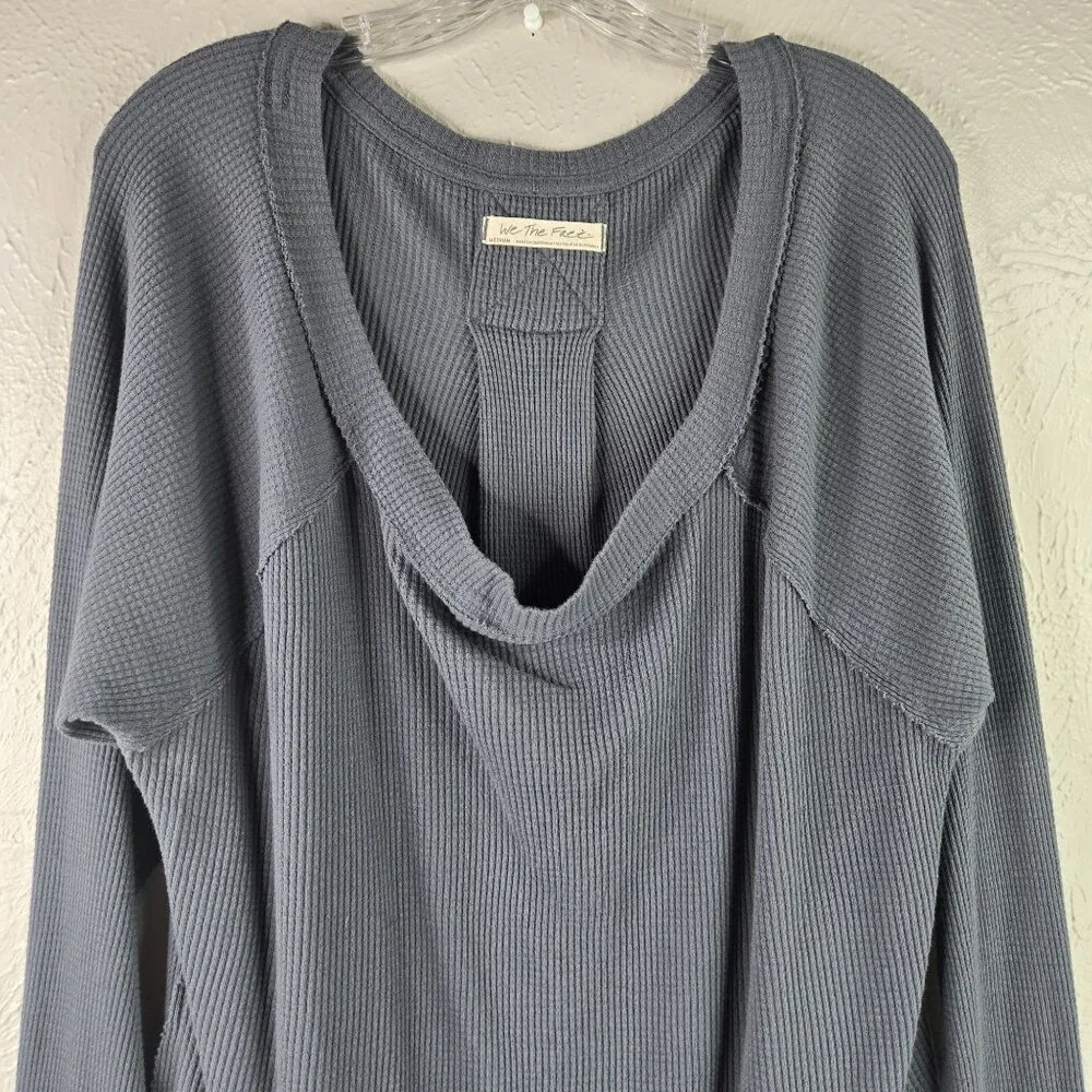 We The Free Thermal Shirt Sz M Gray Oversized Relaxed Fit Streetwear Slouchy Top